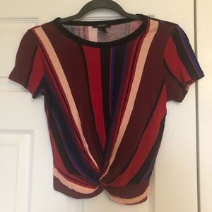VERY SOFT tie front striped shirt